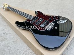 Guitar 6string electric guitar, classic black, red turtle shell pickguard, black P90 pickup, scalloped fretboard