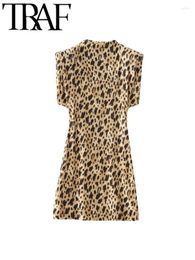 Casual Dresses GAL Women Club Leopard Print Sleeveless Tank Female Slim Broad Shoulder A Line Mini Dress Robe 2024 Summer Y2K