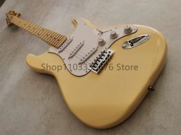 Guitar In Stock Yngwie Malmsteen Cream White Big Headstock Electric Guitar , Scalloped Fingerboard, Tremolo Bridge