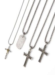 925 Sterling Silver Necklace Necklaces Men Woman Full Diamond Jewelry Chevron Cross Pendant Pave Zircon Dog Necklace Peace Medal Bronze7290379