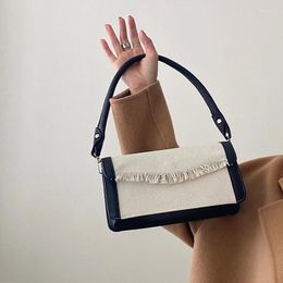 Bag Fashion Women Canvas Underarm Vintage Design Ladies Wide Shoulder Strap Baguette Female Clutch Crossbody Bags