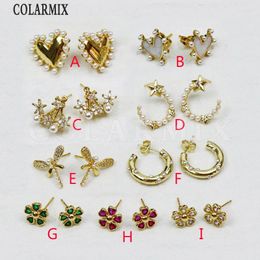 Stud Earrings 10 Pairs Tiny Lovely Simple Design Party Jewellery Earring Elegant Gold Plated Gift 30520