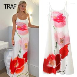 Casual Dresses Midi Print Dress Women's Spring Summer 2024 Sleeveless Backless Slip In Elegant And Pretty