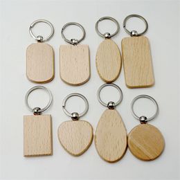 Party Favour Beech wood keychain blank Wooden keychain Diy Wood Tags creative small gift LT955