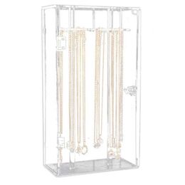 Jewelry Stand Transparent acrylic 24 hook rotating necklace display stand pendant organizer dustproof jewelry box Q240506
