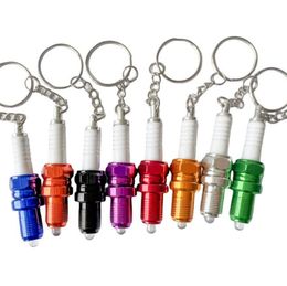 3D Min Colorful Auto Car Parts Keychain Spark Plug Style Keychain with LED Light