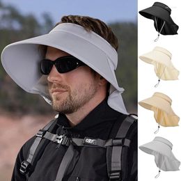 Berets Large Brim Shawl Empty Top Hat For Men Women Summer Cool Silk Anti-UV Sunshade Visors Outdoor Cycling Sports Fishing Sun