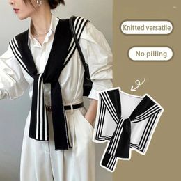 Scarves Korean Style Fashion Knitted Shawl Shirt Shoulder Striped Fake Collar Retro Scarf Female Accessories