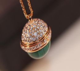 V gold material round shape ball pendant with diamond and nature stone for women engagement Jewellery gift PS36561002909