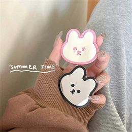 Cell Phone Mounts Holders INS Cute Rabbit Mirror Phone Griptok Grip Tok Holder Ring Gift For iPhone Accessories Korean Lovely Foldable Phone Stand Holder