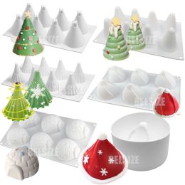 Candles Christmas Santa Hat Mousse Silicone Cake Mould For Baking Chocolate Moulds Christmas Tree Igloo Design Pastry Soap Candle Mould