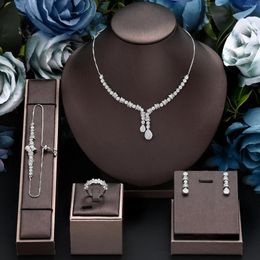 Necklace Earrings Set 4 Piece Bridal Zirconia Complete Jewellery For Women Party Banquet Cubic Crystal Wedding