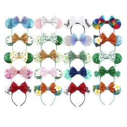 Decoration 10Pcs/Lot Wholesale Ice Snow Mouse Ears Bow Princess Headband Girls Festival Hairband Women Party Cosplay Kids Hair Accessories