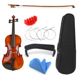 Violin Gift for Christmas 1/8 1/16 1/10 Size with Case Bow Strings Shoulder Rest Bass Wood Violin for Beginner Students Kids Violin