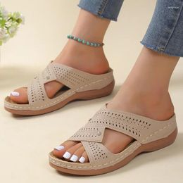 Casual Shoes Plus Size Women Platform Wedge Slippers 2024 Summer Elegant Low Heels Sandals Open Toe Anti-slip Female
