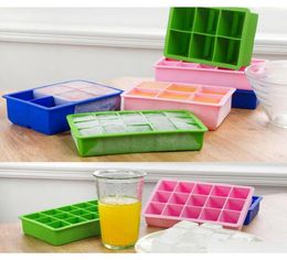 Ice Cream Tools FastRelease 15Square Flexible Soft Premium Food Grade Silicon Cube Tray Ten Colors For Choose6683944