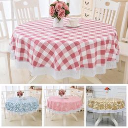 Table Cloth Flower Print Round Pastoral PVC Plastic Kitchen Tablecloth Oilproof Decorative Elegant Waterproof Fabric Cover