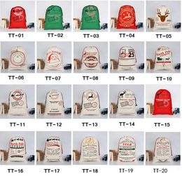 30 Styles Cartoon Large Organic Santa Claus Snowman Christmas deer Sack Drawstring Canvas Christmas Gift Bag for kids9407680