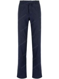 Mens Pants Cotton Blend Kiton Mid-rise Slim-cut Chinos Trousers for Man Casual Long Pant Navy Blue