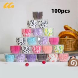 Moulds 100 Pcs Colorful Paper Cake Cup Oven Tray Food Grade High Temperature Paper Cupcake Mold Cakes Pastry Tools Baking Accessories