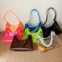 Fashion Ladies Jelly Bags PVC Clear Bag Underarm Bags Casual Women Summer Handbags Purse 240506