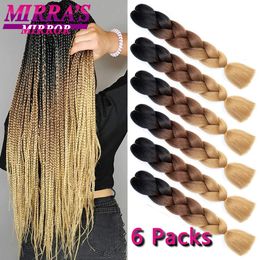 6 Bundles Jumbo Braiding Hair Extensions 24 Inch Synthetic Hair Braids for DIY Box Twist Crochet Hair Wholesale Drop 240506