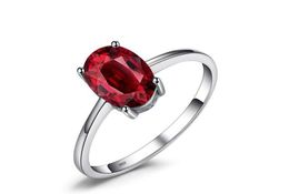 Pure Red Garnet Solitaire Ring For Women Oval Cut Solid 925 Sterling Silver Fashion Accessories Designer rings For Women3480780
