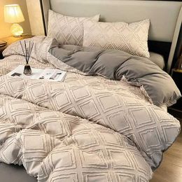 Bedding sets Large size bedding large gray bed sheet set bedroom decoration double size bedding linen home European style geometric bedding down duvet cover J240507