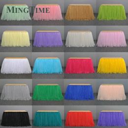 Linens 100cm Tutu Table Skirt Wonderland Tulle Skirting Gold Brown Wedding Birthday Baby Shower Home Banquet Party Decoration