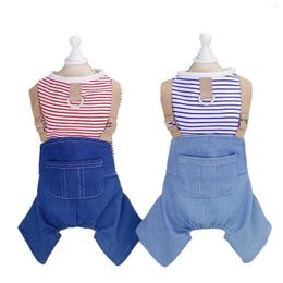 Dog Apparel 10PC/Lot Puppy Pajamas Striped Jeans Jumpsuit Spring Summer Clothes For Small Dogs Coat Overalls Pet