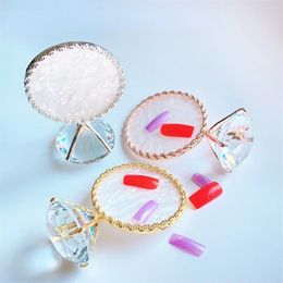 NEW 1PC Diamond False Nail Art Plate Tips Display Stand Golden Rim Agate Palette Nail Polish Gel Display Photo Props Showing Tools