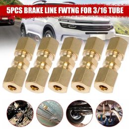 Ornaments 5pcs/Set Car Brake Line Fwtng For 3/16" Tube Auto Brake Hose Brass Fittings Brass Compression Fitting Straight Union Connector