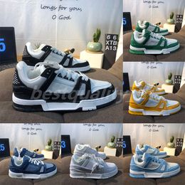 Designer Sneakers Virgil Trainer Embossed Casual Shoes Men Women Calfskin Leather Low Platform Abloh White Green Red Blue Shoes