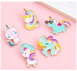 Cartoon Punk Rainbow Animal Enamel Brooch Horse animals Cat Backpack Denim Coat Badge Pendant Jewellery Gifts For Children