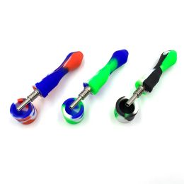 Silicone smoking Pipe With Titanium Nail NC Kit Set 10mm GR2 Replacement Tip Concentrate Cap Dab Rigs Wax Oil Burner ZZ