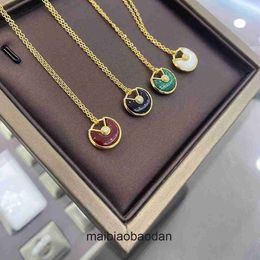 Cartre High End jewelry necklaces for womens Double sided Talisman Necklace Girl Rose Gold Light Red Jade Marrow with Diamond Collar Original 1:1 With Real Logo and box