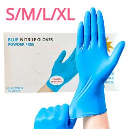 Gloves 100/50/20pcs Disposable Blue Nitrile Gloves For Kitchen Disposable Blue Waterproof Household Cleaning Gloves