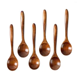 Dinnerware Sets 6 PCS Wooden Spoons 6.5 Inch Small - Perfect For Soup Eating Scooping Jars&Canisters-Kitchen Utensils Set