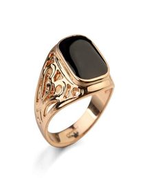 New Brand Selling Classic Men Finger Ring 18k Gold Plated Fashion Jewellery Black Ring Man 2631201