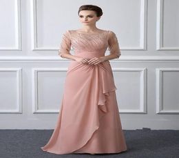 Beading Mother Of The Bride Dress With Sheer Sleeves Pastels Wedding Guest Gowns Plus Size Mothers Dresses Party Evening3626755