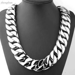 Chains 26/31mm Super Heavy Curb Cuban Boys Mens Chain Sier Color 316L Stainless Steel Necklace Bracelet Wholesale JewelryChains ChainsChai 1633