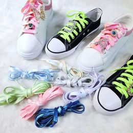 Shoe Parts Fashion Colorful Laces Tie-dye Gradient Print Flat Shoelace Casual Chromatic Colour Sneaker Shoelaces 80/100/120CM