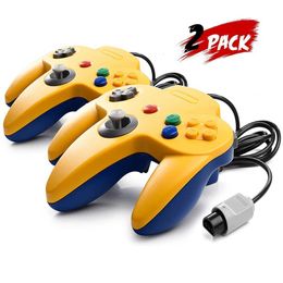 2pcs Classic N64 controller Miatore Rento N64 Gaming Remote Gamepad Joystick for N64 console video gaming system (yellow and blue) J240507