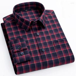 Men's Casual Shirts In Shirt Silk Elastic Houndstooth Long-sleeve For Men Slim Fit Formal Plain Soft Plaid Designer Office Clothes