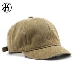 Ball Caps FS Stylish Short Visor Dad Hats Snapback Korean Trucker Hat For Men Borwn Khaki Women Caps Outdoor Travel Leisure Baseball Cap Y240507