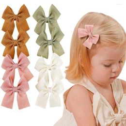 Hair Accessories 8Pcs Light Waffle Texture Hairpins Bow With Clips For Girls Handmade Hairgrips Boutique Kids Headwear