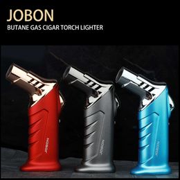 JOBON Torch Cigarette Fashion Cigar Jet Flame Butane Gas Unfilled Candle Kitchen Wholesale Metal Lighter Smoking Accessories