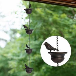 Decorative Figurines 2.4M Mobile Iron Bird Outdoor Rain Chain Decor Attached Hanger Wind Chimes Bells Bronze For Garden