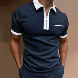 T-Shirts New Summer Casual Zipper Pocket Polo Shirt Mens Short sleeved Business Shirt Fashion Design Top Clothing Polo Shirt S-3XL J240506