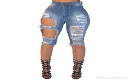 QNPQYX Lady Ripped Skinny Short Jeans Women High Waisted Sexy Hole Slim Fit Denim shorts Slim Denim Straight Biker Skinny Jeans LJ7610094